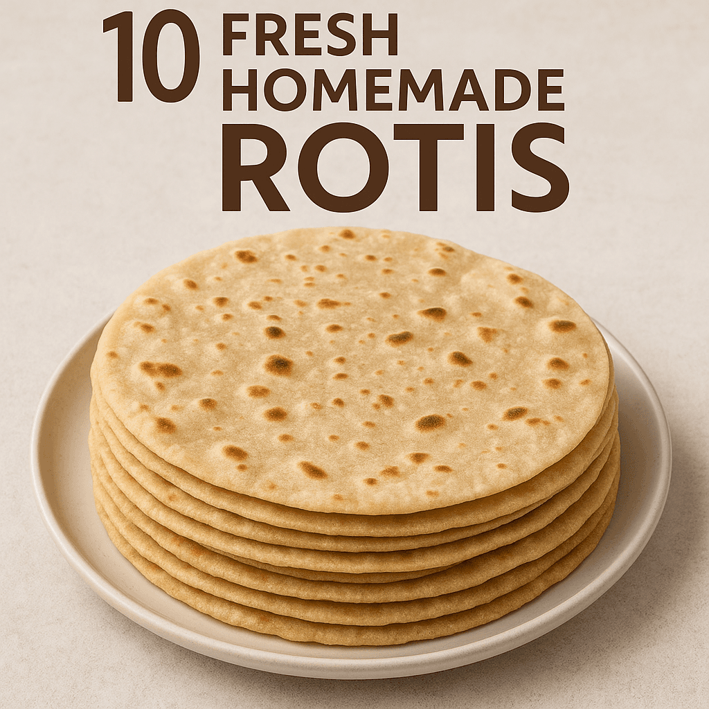 Fresh Home Made Whole Wheat Rotis - 10 Pcs (5x2)