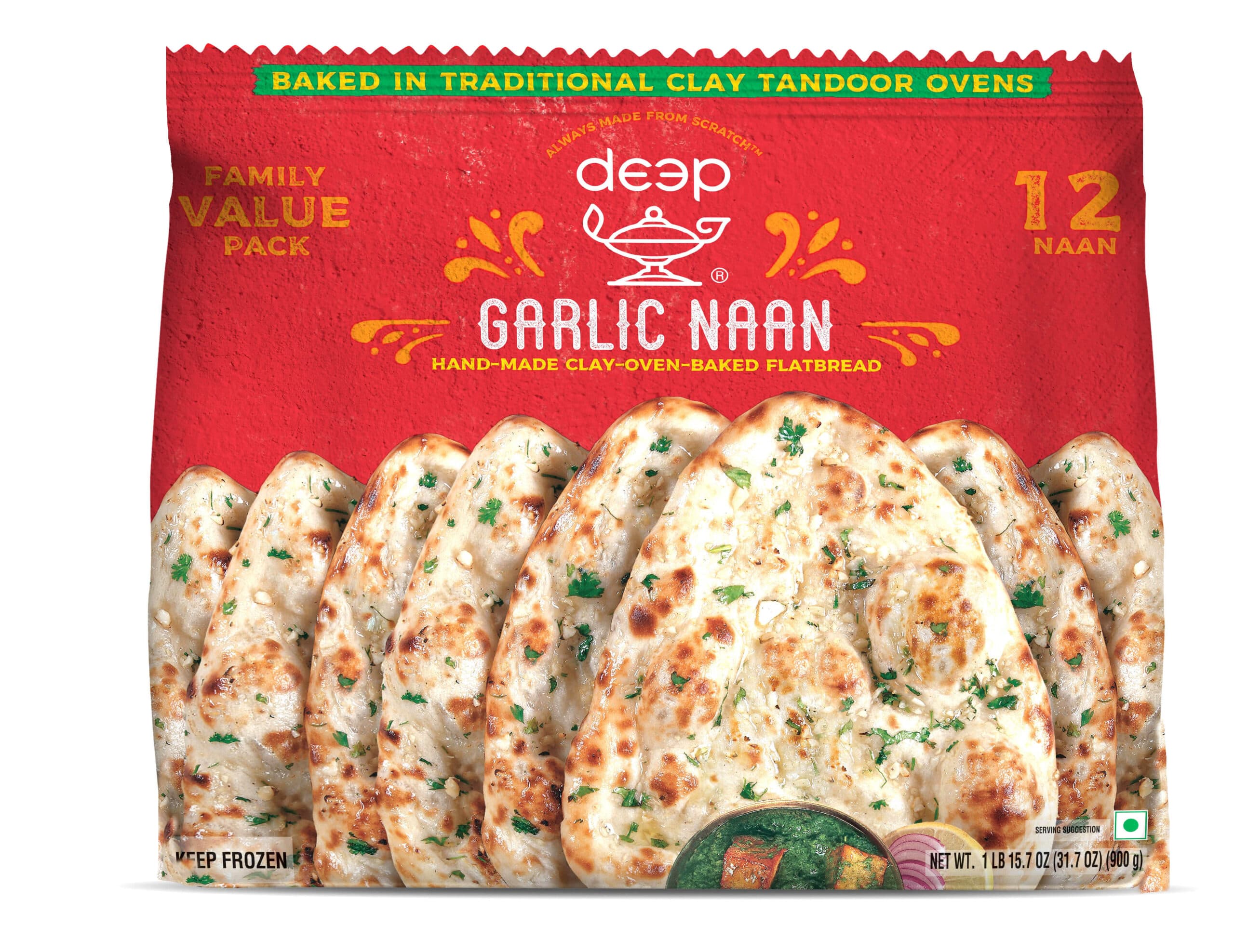 Deep Frozen Garlic Naan Family Pack - 12 Count
