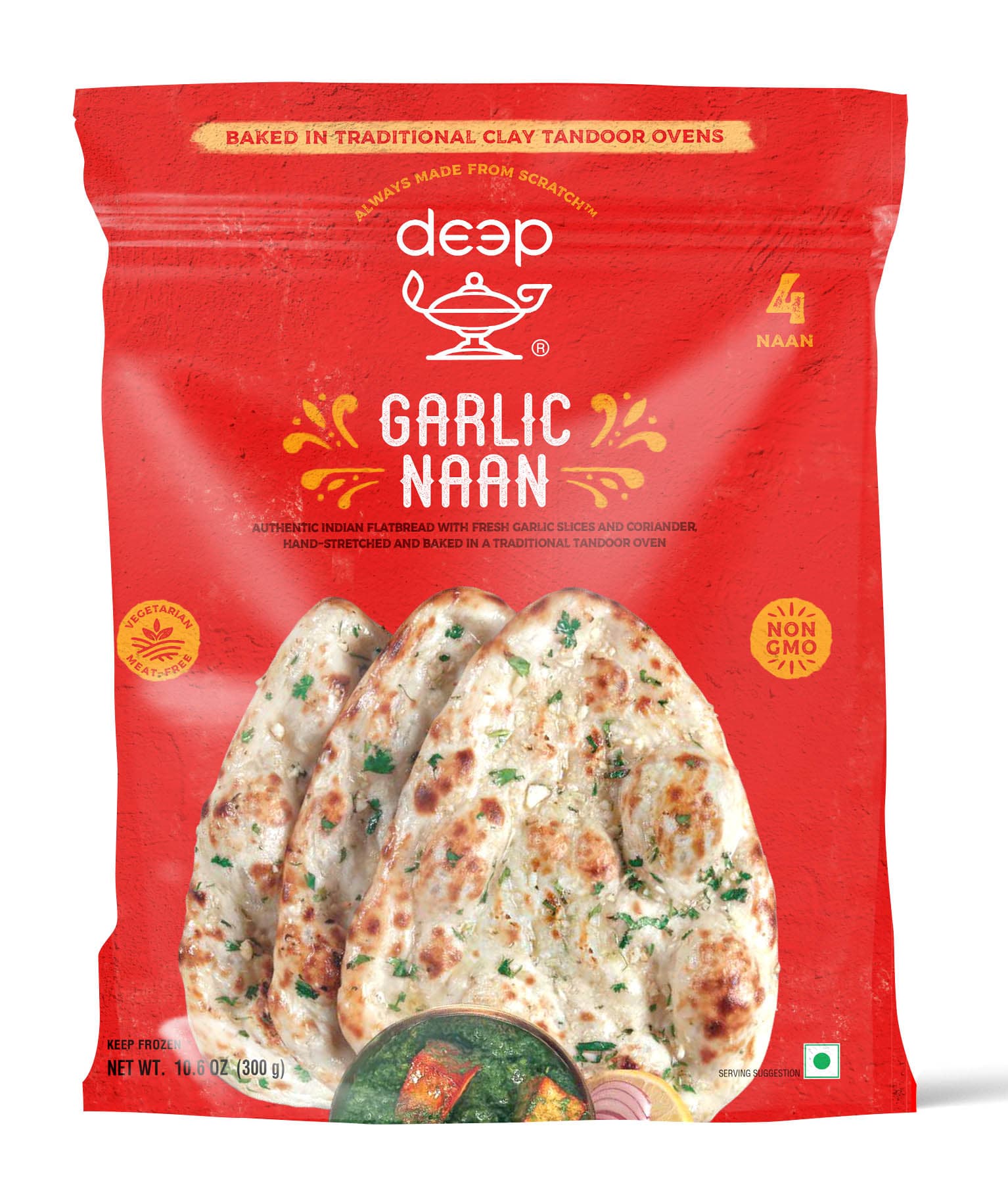 Deep Frozen Garlic Naan - 4 Pieces