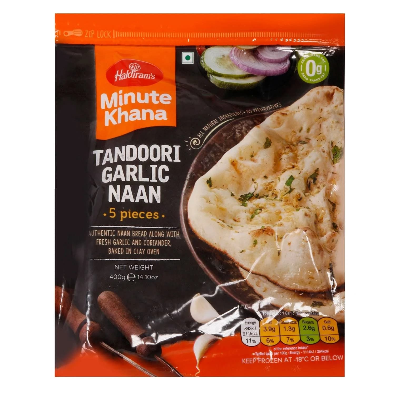 Haldirams Garlic Naan - 5 Pcs (Keep Frozen)
