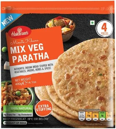Haldirams Mix Veg Paratha - 4Pcs (Keep Frozen)