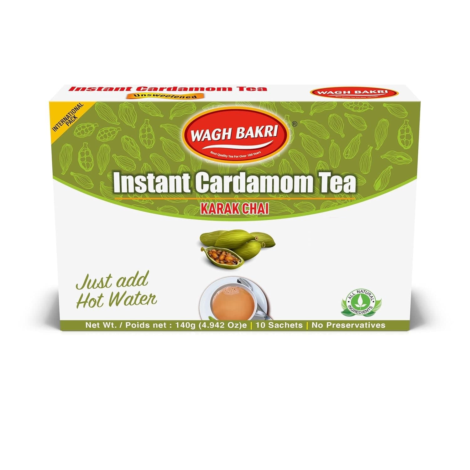 Wagh Bakri Instant Cardamom Tea - 10 Pack
