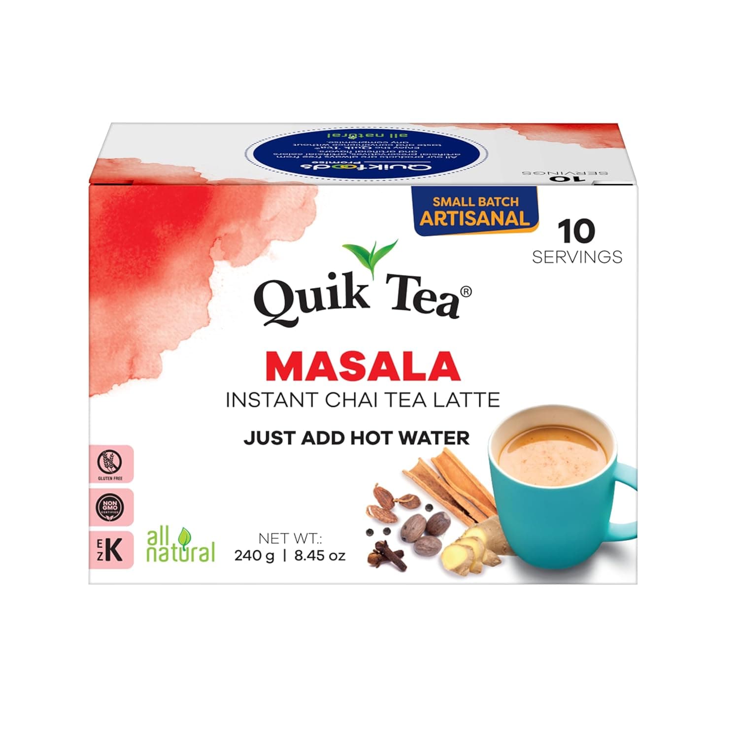 QuikTea Instant Masala Chai Tea Latte – 10 Count